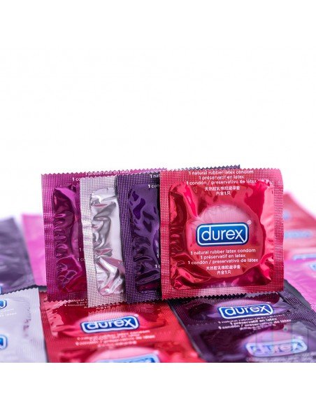 Kondomer Durex Fun Explosion 40 st. detta är en uppsättning av fyra olika durex-kondomer.